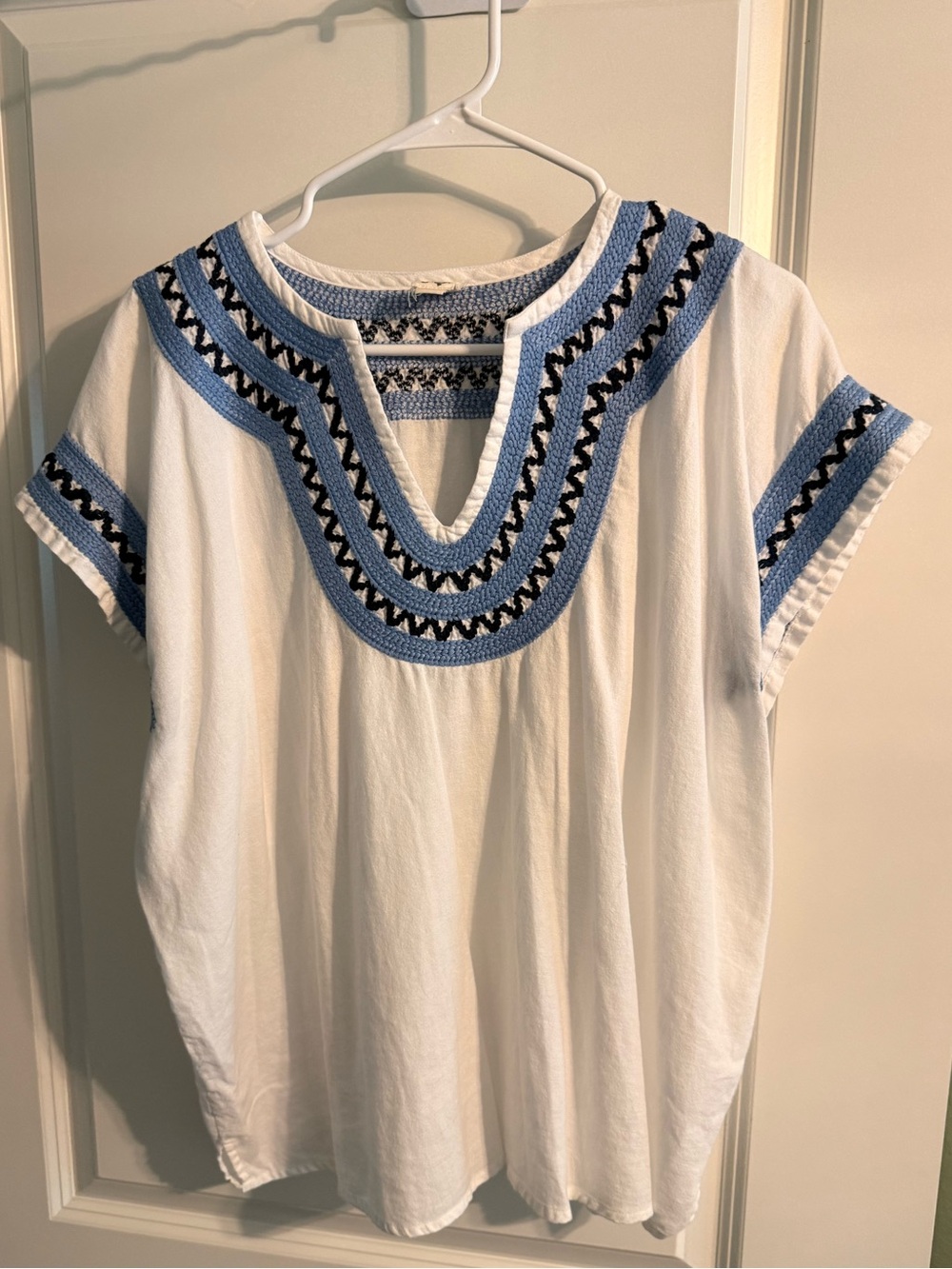 ivy jane White Tunic with Blue and Black Embroidered Yoke